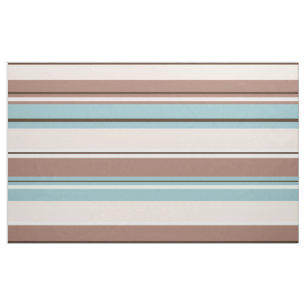 Tecido O design de Stripey bronzeia o creme azul & o