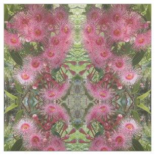 Tecido O eucalipto cor-de-rosa de Gumnut floresce o