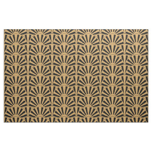 Tecido O fã Dourado e preto do art deco floresce o motiv