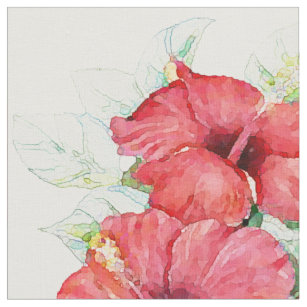 Tecido O hibiscus artística floresce floral tropical