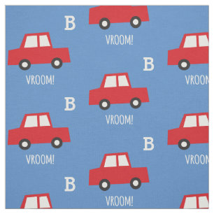 Tecido O monograma vermelho bonito dos carros dos