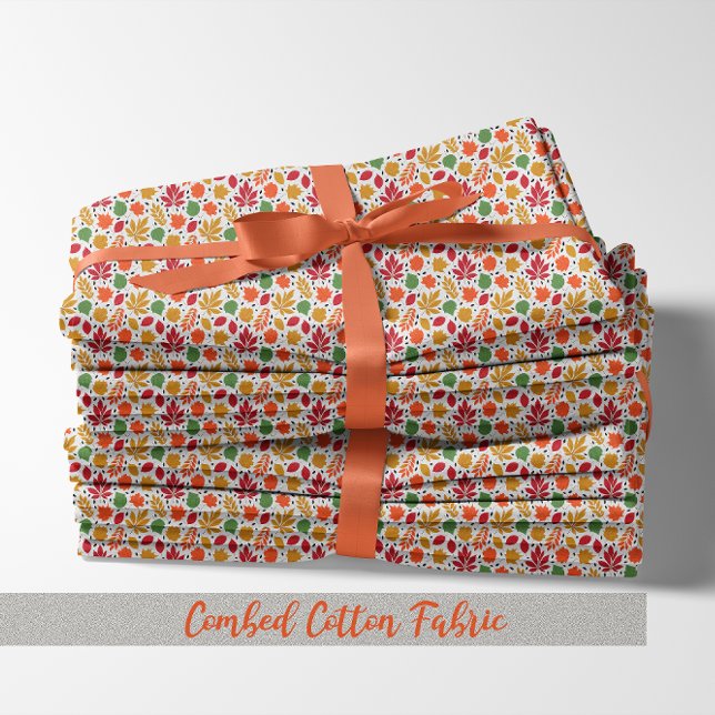 Tecido O outono Vibrante deixa padrão multicolorido (Vibrant Autumn Leaves Multi-Colored Pattern Combed Cotton Fabric)