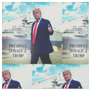 Tecido O Presidente Donald Trump Atira O Navio Naval