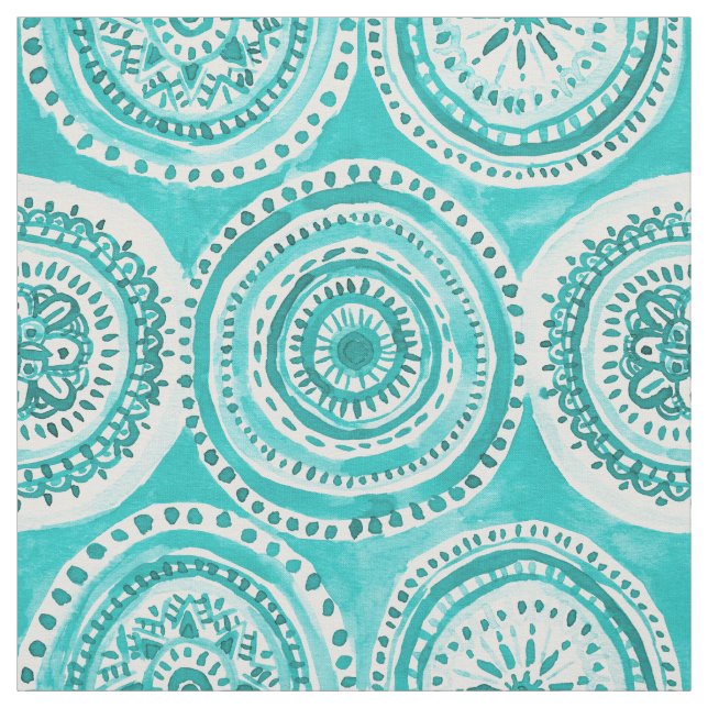 Tecido O QUE CIRCUNDA a aguarela da mandala do Aqua (Modelo)