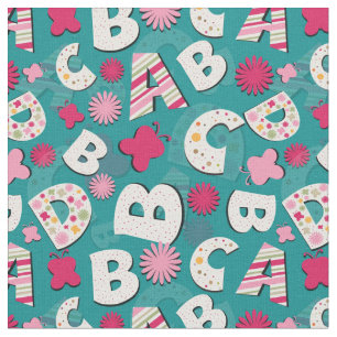 Tecido O rosa & o design azul de ABC
