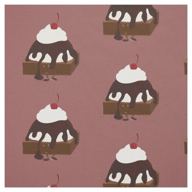 Tecido O sorvete de sorriso cobriu a brownie (Modelo)