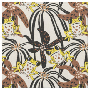 Tecido oásis tropical vibrante sapo exótico - amarelo mar