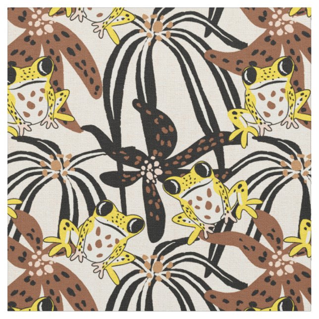 Tecido oásis tropical vibrante sapo exótico - amarelo mar (Detalhe)