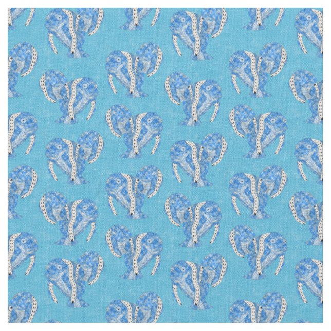 Tecido Oceano Azul Tribal Tatuagem Manatates (Detalhe)