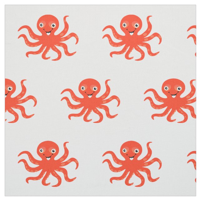 Tecido Octopus de animação laranja feliz (Modelo)