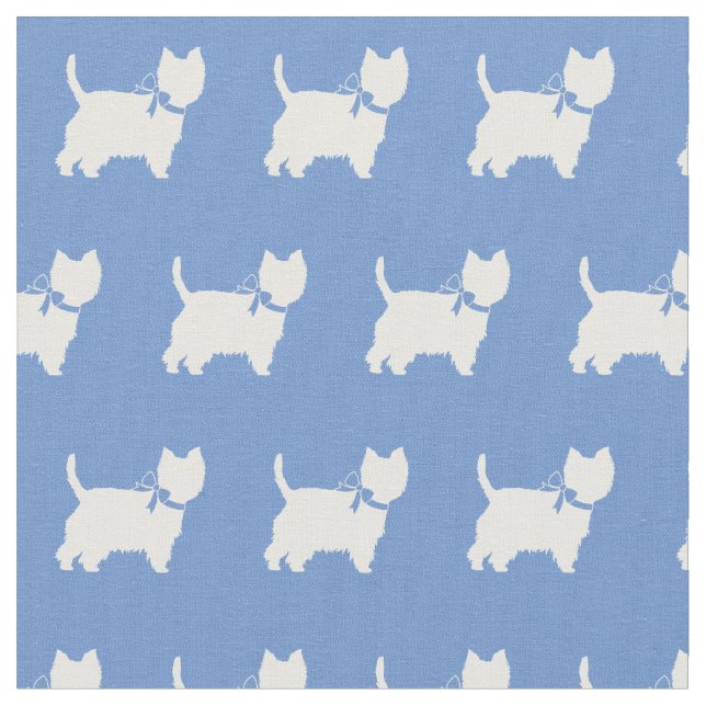 Tecido Oeste de Highland Terrier Dog Silhoule Azul Claro (Detalhe)