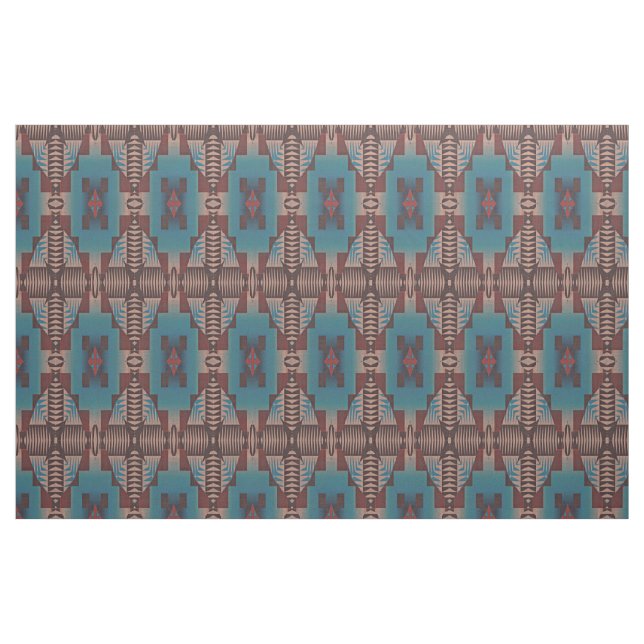 Tecido Olhar Eclético Verde Azul Castanho Vermelho Azul (Fat Quarter)