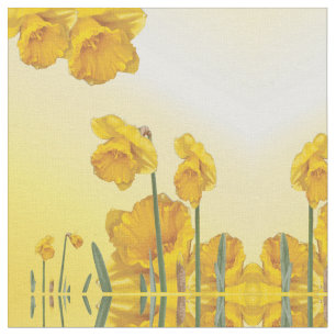 Tecido Olhar retro do vintage do Daffodil amarelo do
