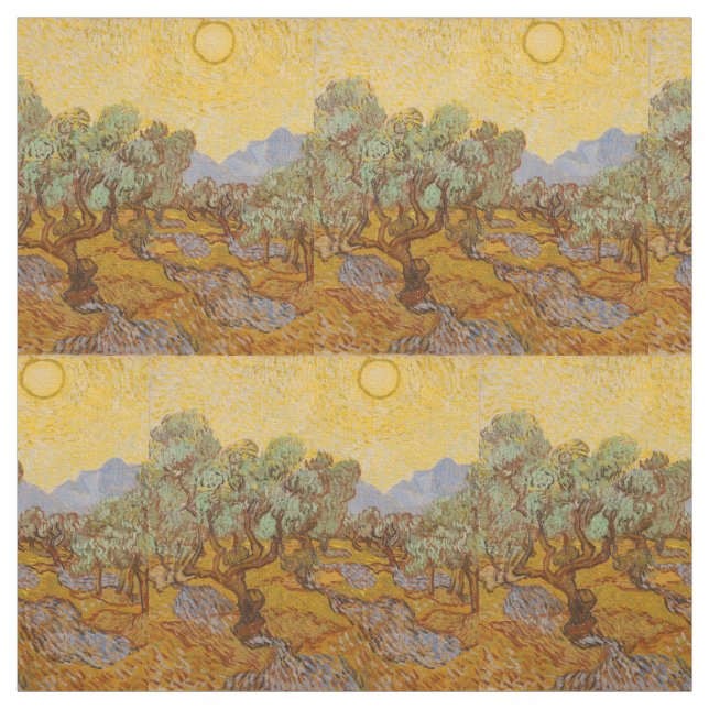 Tecido Oliveiras de Van Gogh Sol Amarelo Céu (Modelo)