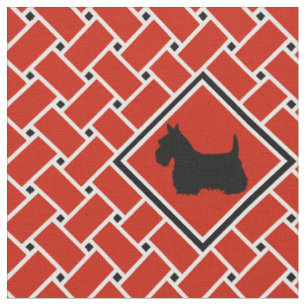 Tecido Onda vermelha, diamante, Scottish Terrier, design