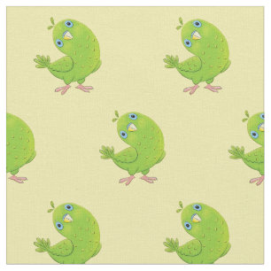 Tecido Óptica de desenho animado de periquito, verde e bo