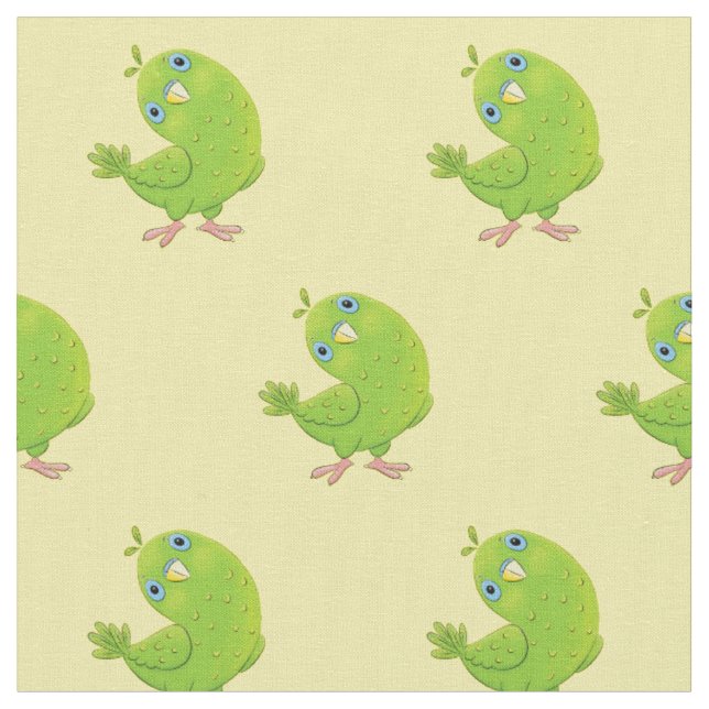 Tecido Óptica de desenho animado de periquito, verde e bo (Detalhe)