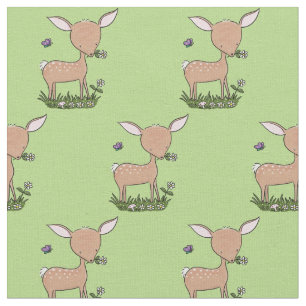 Tecido Óptica de desenho animado de veado de bebê feliz