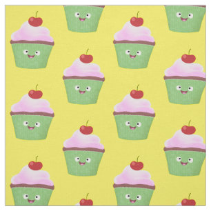 Tecido Óptica ilustração do desenho animado do cupcake fe