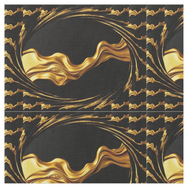 Tecido Opulent Swirl Full Gold Black Designer Upholstery  (Detalhe)