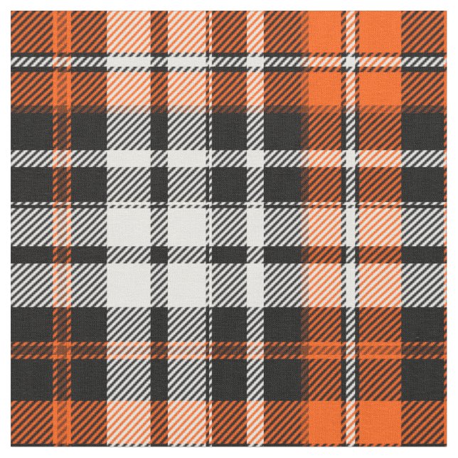 Tecido Orange Black White Plaid Tartan Pattern Design  (Detalhe)