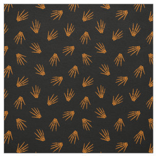 Tecido Orange Bones Feliz Halloween Moderno