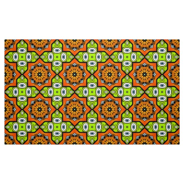 Tecido Orange, green and black geometric pattern (Fat Quarter)