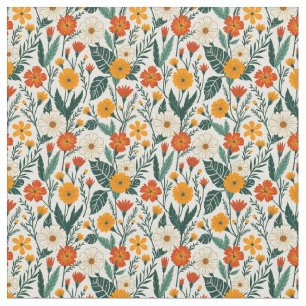Tecido Orange Russet e Cream Floral