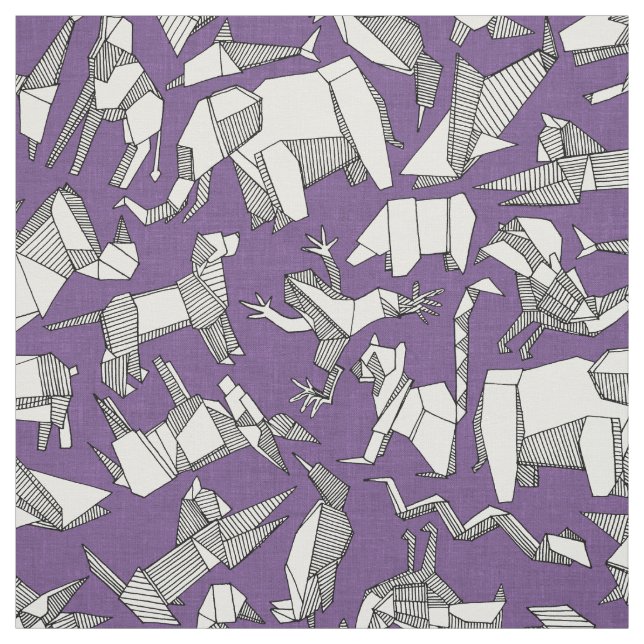 Tecido origami animal ditsy roxo (Modelo)