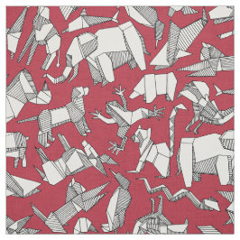 Tecido origami animal ditsy vermelho