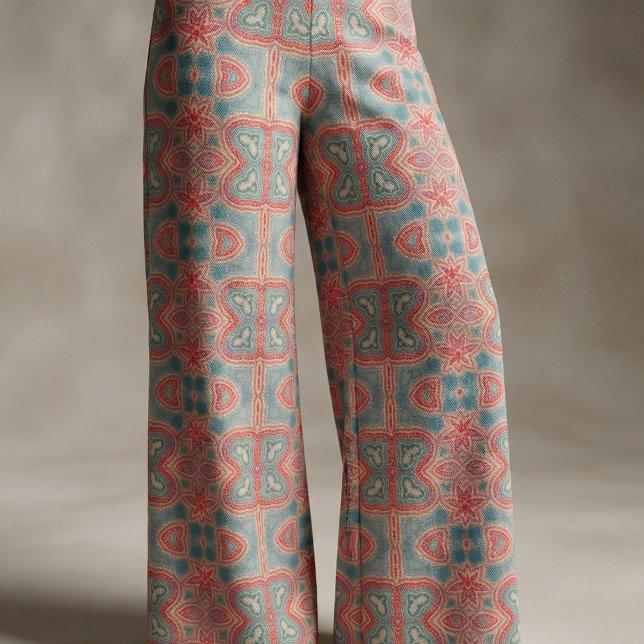 Tecido Ornamentado Indiano Boho Red E Teal Padrão (Criador carregado)