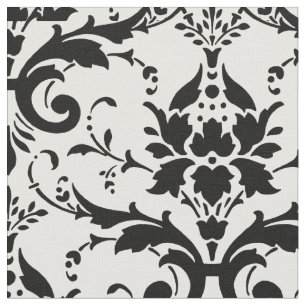 Tecido Ornamentado preto e branco do Design do Damasco