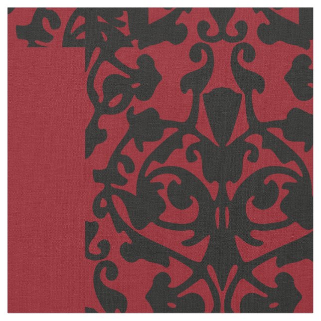 Tecido Ornamentado preto e Design vermelho do Damasco (Detalhe)