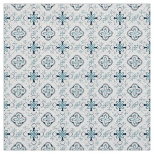 Tecido ornamentos marroquinos creme-azul na moda