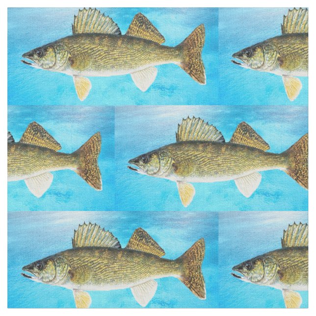 Tecido Os Walleye modelam no azul (Detalhe)