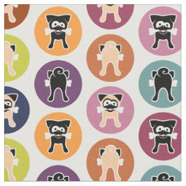 Tecido Osso! Impressão do círculo (jovem corça & Pugs