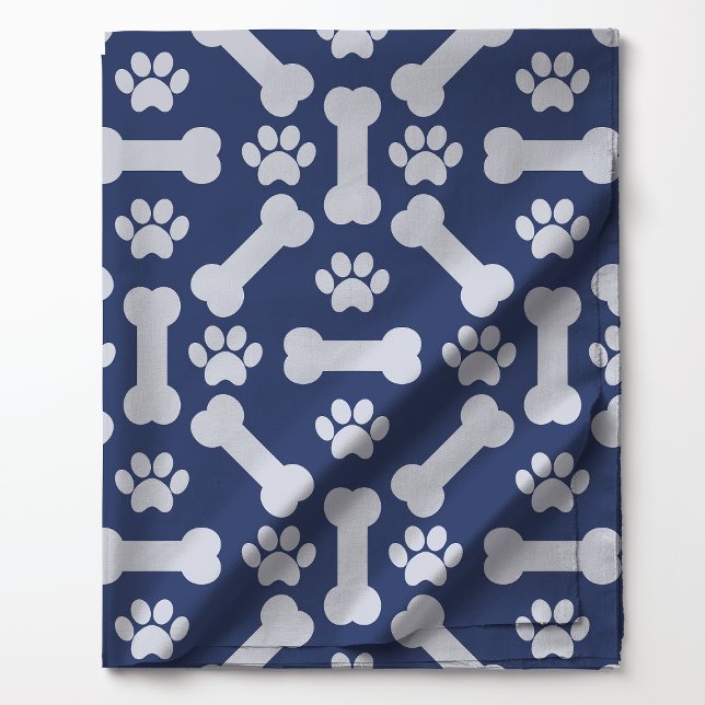 Tecido Ossos de Cachorro em Azul Marinho e Branco com Imp (Criador carregado)