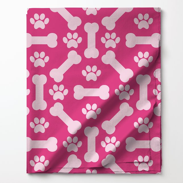 Tecido Ossos de Cachorro Rosa e Branco Impressão de Pegad (Criador carregado)
