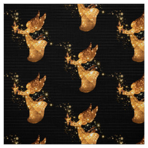 Tecido Ouro Angel Stars Starry Night