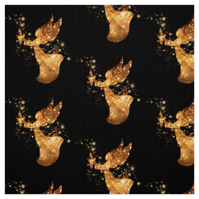 Tecido Ouro Angel Stars Starry Night (Modelo)