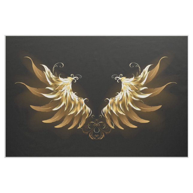 Tecido Ouro Angel Wings sobre fundo preto (Jarda)