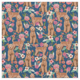 Tecido Ouro Apricot Doodle vintage marinho