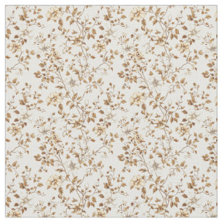 Tecido Ouro Beige Toile com Rosas e Blossomas