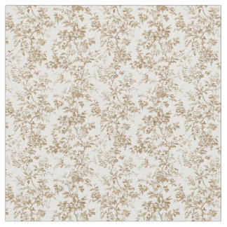 Tecido Ouro Beige Toile com Rosas e Folhagem