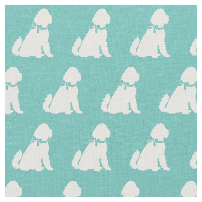Tecido Ouro Cachorro Silhouette Pet Aussie Teal (Detalhe)