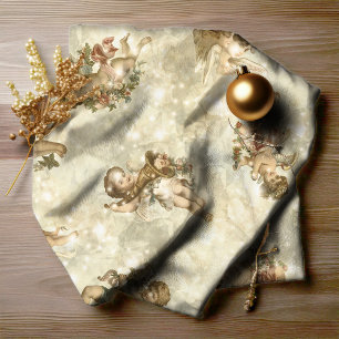 Tecido Ouro de brilho ID136 dos anjos do vintage