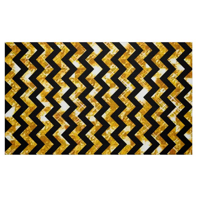 Tecido Ouro do brilho e Chevron preto (Fat Quarter)