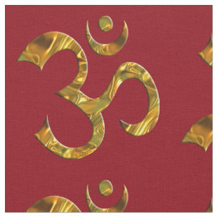 Tecido Ouro do sinal do OM + seu fundo