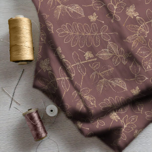 Tecido Ouro Leaf Pattern Wedding Dourado Burgundy ID655