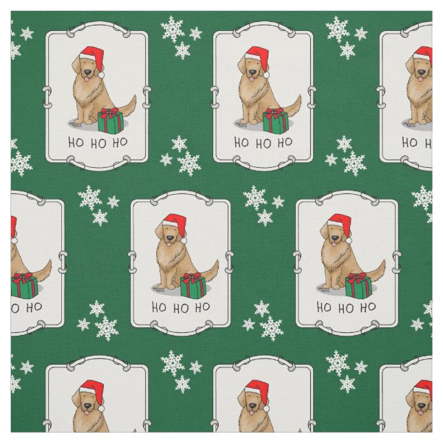 Tecido Ouro Natal Santa Claus Cachorro de Retriever (Modelo)